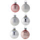 Set puntale 16 palle 50 mm albero Natale vetro soffiato bianco rosa argento s2
