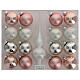 Set puntale 16 palle 50 mm albero Natale vetro soffiato bianco rosa argento s4