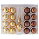 Christmas tree ornament set 15 pcs brown and gold 50 mm and finial tree topper s4