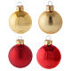Christmas tree decoration set red gold tip 16 balls blown glass 50 mm s2