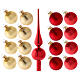 Set cimier et 16 boules de Noël 50 mm verre soufflé rouge et or s1