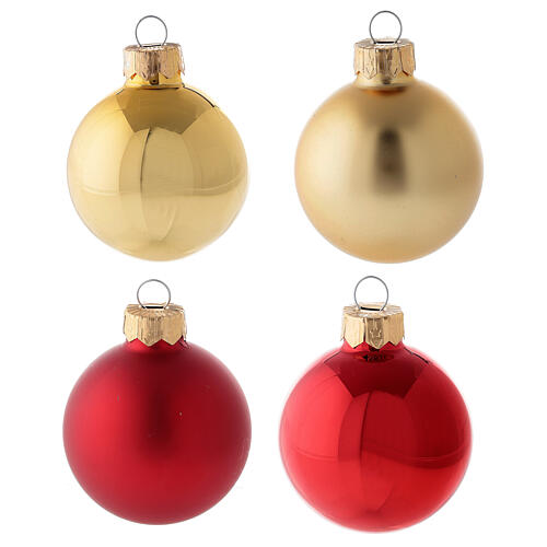 Conjunto ponteira e 16 bolas 50 mm para árvore de natal vidro soprado vermelho e ouro 2