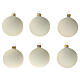 Set 6 palline bianco panna opaco 80 mm vetro soffiato s1