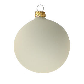Bolas árvore de Natal vidro soprado cor creme 80 mm 6 unidades