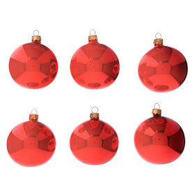 Bolas árbol Navidad rojo lúcido vidrio soplado 80 mm 6 piezas