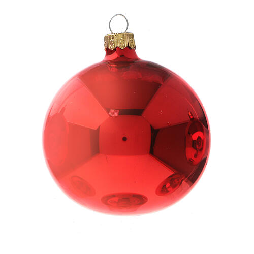 Palline albero Natale rosso lucido vetro soffiato 80 mm 6 pz 3