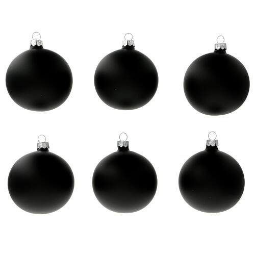 Bolas árbol Navidad negro opaco vidrio soplado 80 mm 6 piezas 1