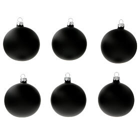 Boules sapin Noël noir mat verre soufflé 80 mm 6 pcs