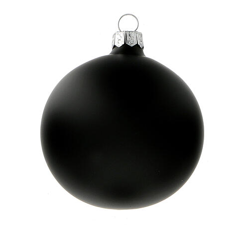 Matte black Christmas balls in blown glass 80 mm 6 pcs 2