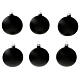 Matte black Christmas balls in blown glass 80 mm 6 pcs s1