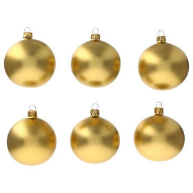 Weihnachtsbaumkugeln, 6-teiliges Set, goldfarben, matt, 80 mm, geblasenes Glas
