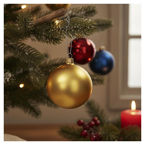 Bolas árvore de Natal vidro soprado ouro opaco 80 mm 6 unidades 2