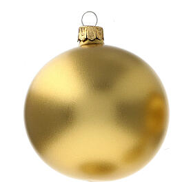 Christmas ball ornament matte gold 80 mm glass blown 6 pcs
