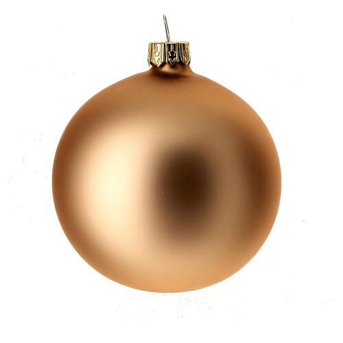 Christmas decoration balls metallic bronze 80 mm blown glass 6 pcs 1