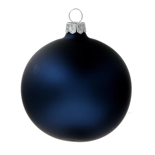 Christmas tree ornaments in matte blue 80 mm blown glass 6 pcs 2