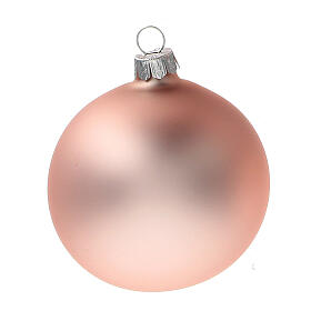 Christmas balls matt powder pink blown glass 80 mm 6 pcs