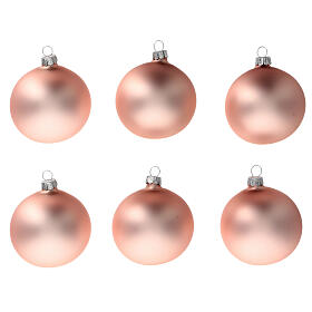 Christmas tree ornaments in pastel pink 80 mm blown glass 6 pcs
