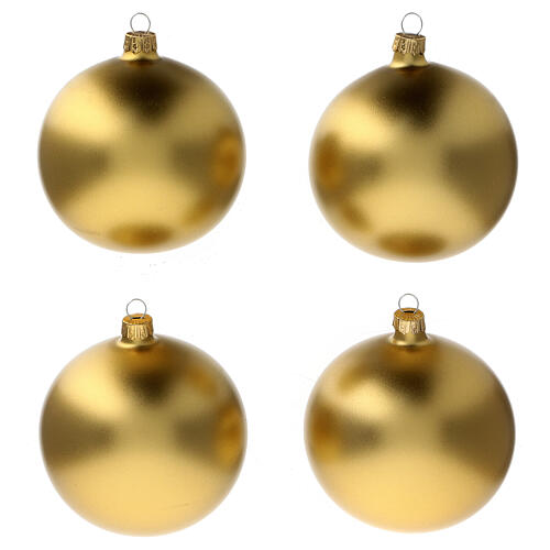 Blown glass balls for Christmas tree matt gold 100 mm 4 pcs 1