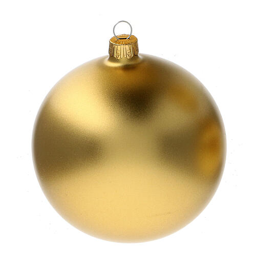 Blown glass balls for Christmas tree matt gold 100 mm 4 pcs 2
