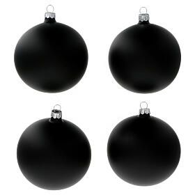 Boules noir mat verre soufflé sapin Noël 100 mm 4 pcs