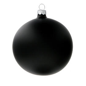 Boules noir mat verre soufflé sapin Noël 100 mm 4 pcs