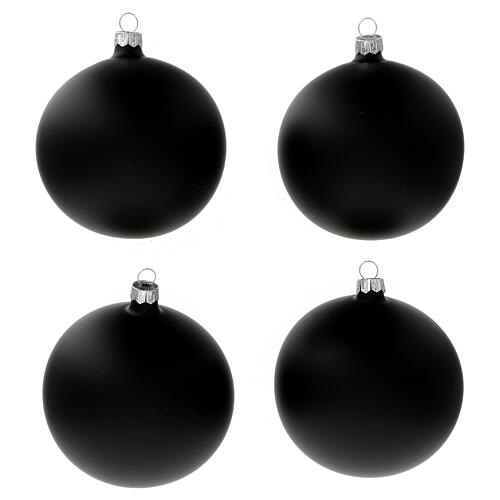 Palline nero opaco vetro soffiato albero Natale 100 mm 4 pz 1