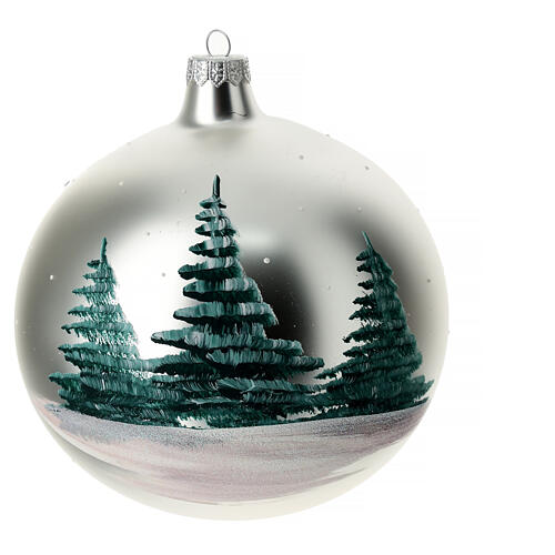 Christmas ball with Nordic Nativity and landscape in blown glass 150 mm 5