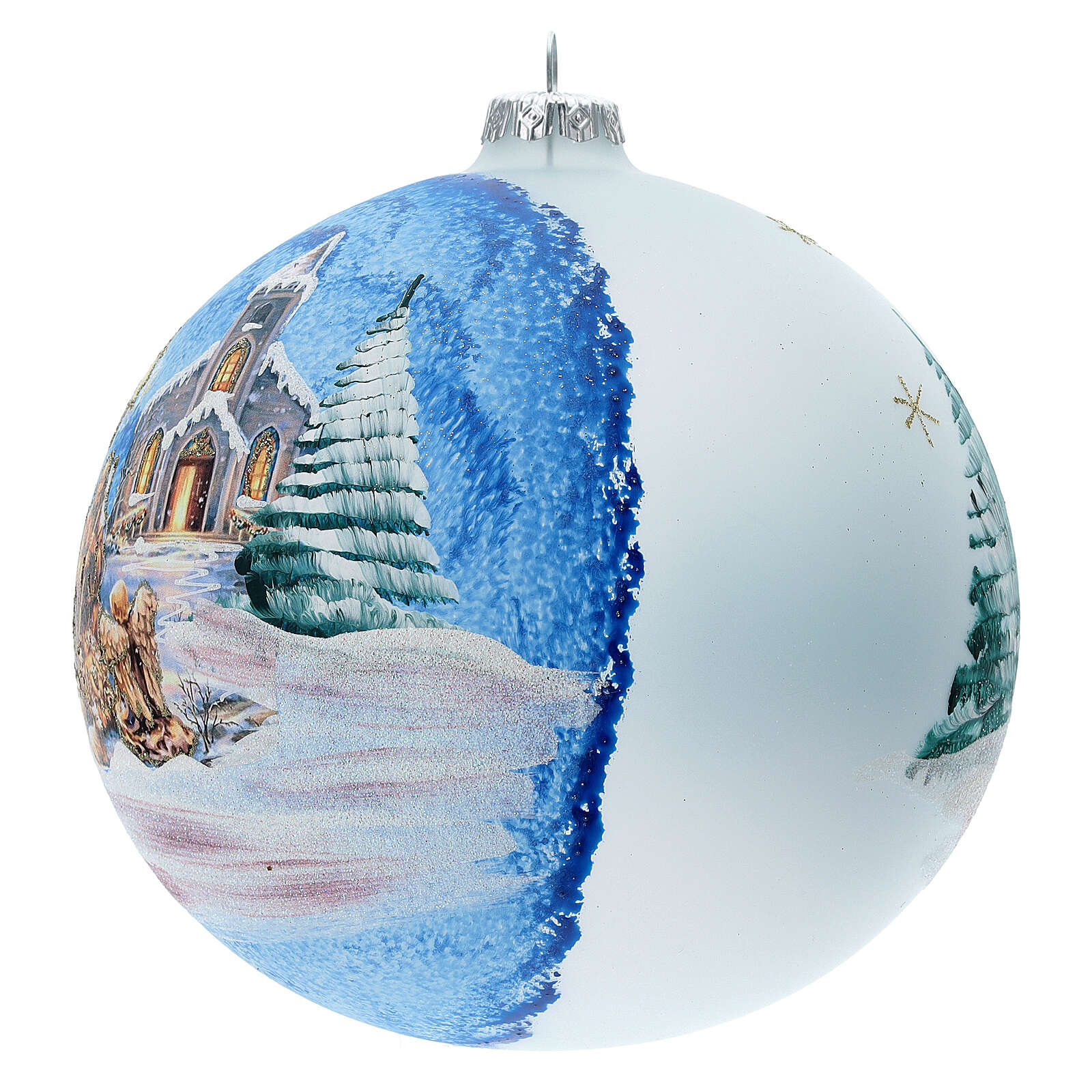 Natale Nativita.Pallina Natale Nativita Nordica Paesaggio Vetro Soffiato 150 Mm Vendita Online Su Holyart
