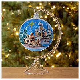 Christmas tree ball in blown glass with Holy Family and comet 120 mm