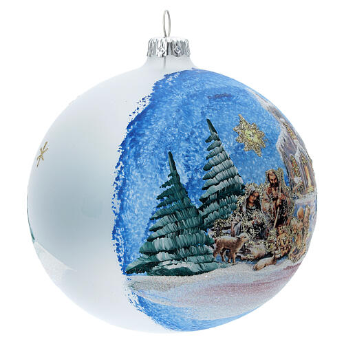 Christmas tree ball in blown glass with Holy Family and comet 120 mm 4