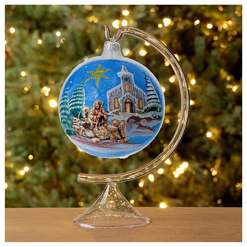 Christmas tree ball in blown glass with Holy Family and comet 120 mm 2