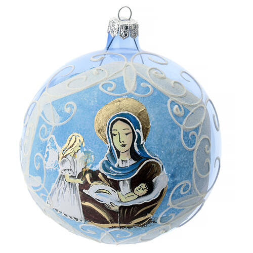 Virgin Mary and Baby Jesus glass ball Christmas ornament 150 mm 2