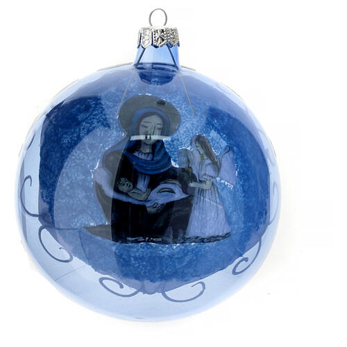 Virgin Mary and Baby Jesus glass ball Christmas ornament 150 mm 7