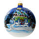 Christmas ball with snow landscape, moon and blown glass tree 120 mm s1