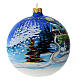 Boule Noël paysage neige lune arbre et sapins verre soufflé 120 mm s3