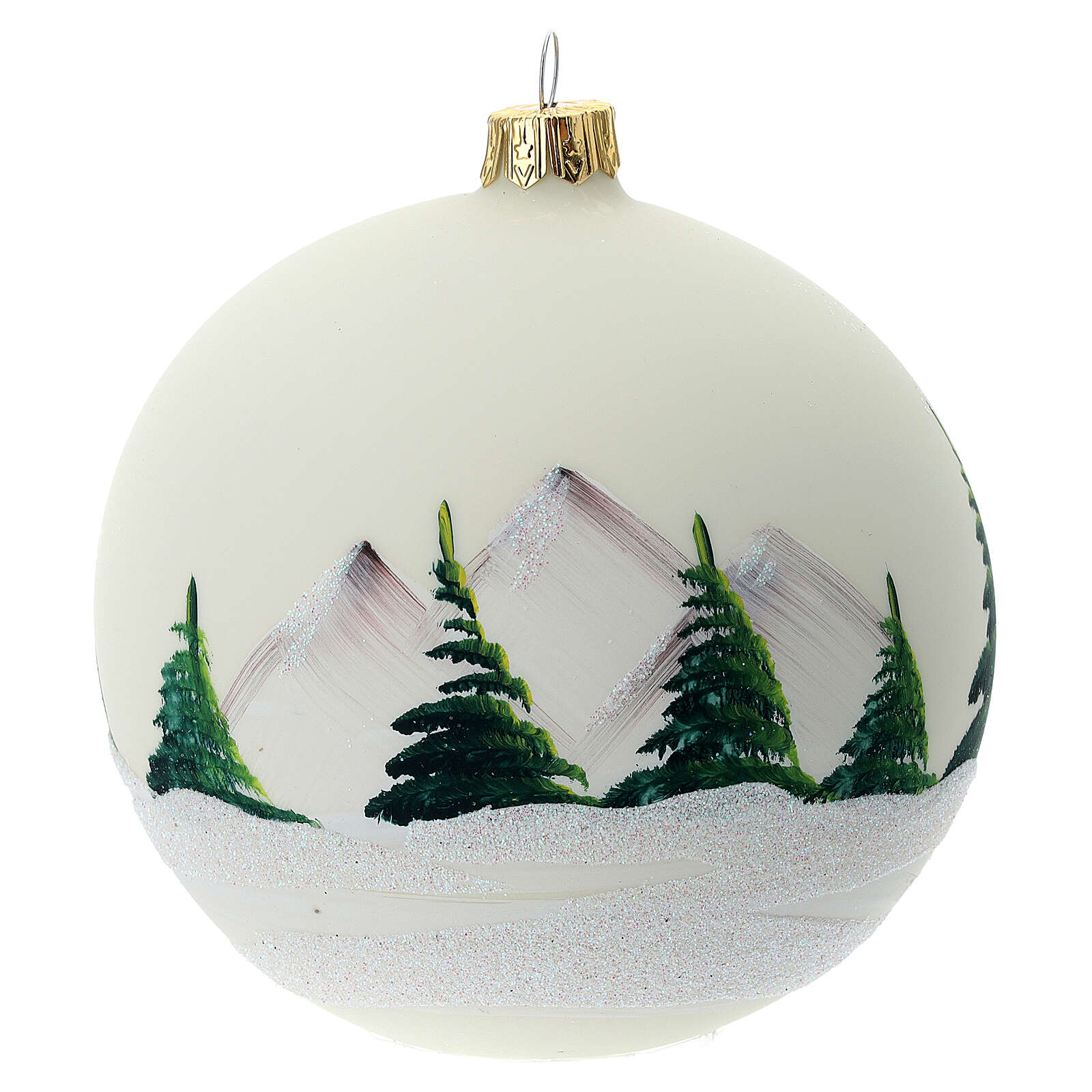 Christbaumkugel aus Glas handbemalt Winterlandschaft, 100 mm Online