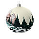 Christmas tree ball 100 mm in white blown glass with snow landscape s6