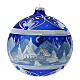 Christmas ball with blue snowy mountains in 150 mm blown glass s1