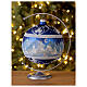 Boule de Noël montagnes enneigées verre soufflé bleu 150 mm s2