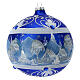 Boule de Noël montagnes enneigées verre soufflé bleu 150 mm s5