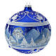 Pallina Natale montagne innevate blu vetro soffiato 150 mm s4
