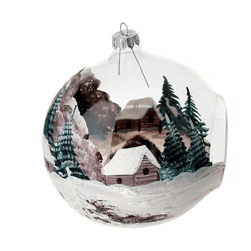 Christbaumkugel aus Glas mit Winterlandschaft im Inneren, 150 mm 5
