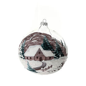 Christmas ball winter house painted 15 cm blown glass