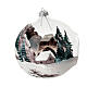 Christmas ball winter house painted 15 cm blown glass s6