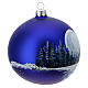 Christbaumkugel aus Glas in blau mit Winterlandschaft handbemalt, 100 cm s4