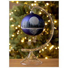 Glass Christmas ball ornament winter night full moon 100 mm