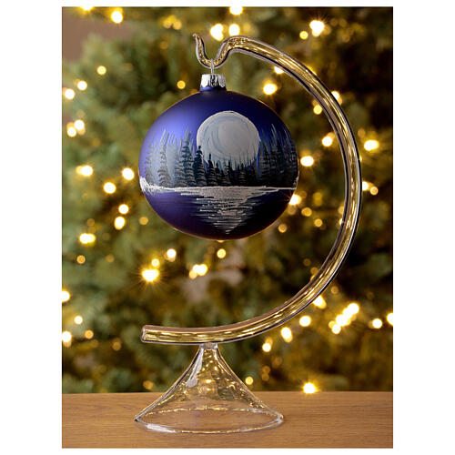 Glass Christmas ball ornament winter night full moon 100 mm 2