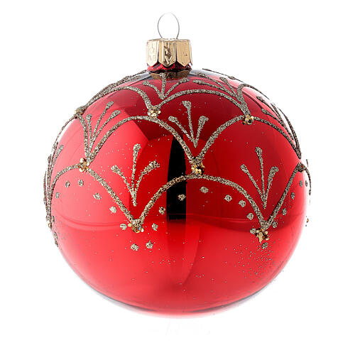 Bolas árvore de Natal vidro soprado vermelho decorações douradas 80 mm 6 unidades 2