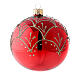 Bolas árvore de Natal vidro soprado vermelho decorações douradas 80 mm 6 unidades s2