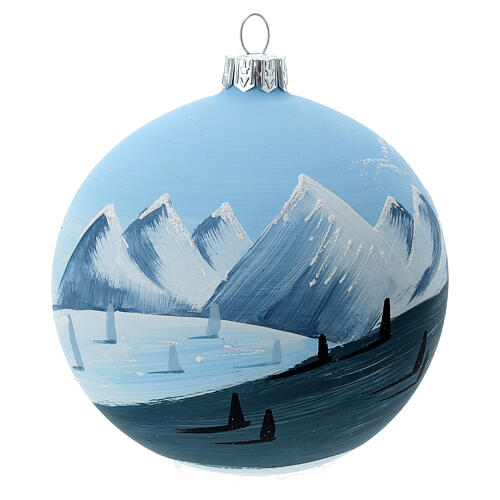 Pallina albero abeti solitari neve vetro soffiato 100 mm 1